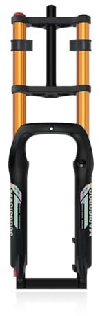 Forcella Ammortizzata per Bici 20 26 4.0 Fat Bikes Forcella Pneumatica 190mm Viaggio Forcella Anteriore A Doppia Spalla per Snow/Beach Bike Smorzamento Regolabile QR 9 * 135mm(Gold A,20in)