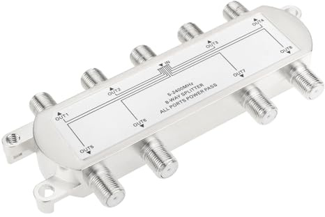 The Lord of the Tools 1pc Digital 8-Way Coaxial Cable Splitter 5-2400MHz Compatible with RG6 Distribute Satellite Cable TV Internet Signals to Multiple Devices