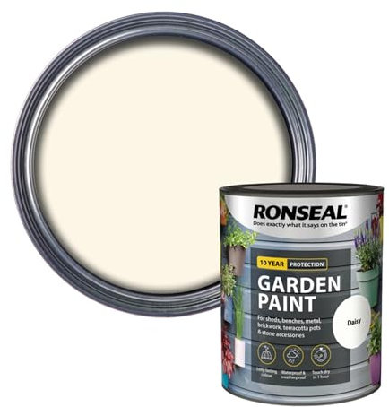 AOC24 Garden Fence Paint 750ml – Multi-Surface Exterior Paint for Wood, Brick, Metal, Stone & Terracotta – Waterproof, Resists Fading, Matt Finish for Sheds, Fences, Garden Furniture Paint Daisy