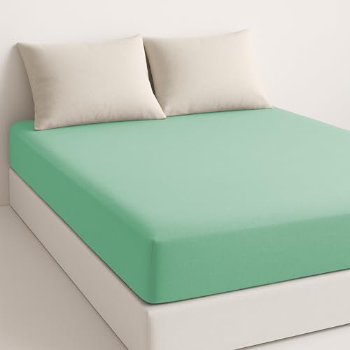 Lenzuolo con angoli per letto 90 x 190/200 - Biancheria da letto in morbida microfibra, altezza 28 cm - traspirante e facile da lavare - verde