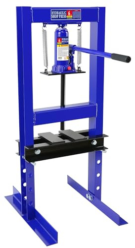 6T Hydraulic Shop Press, Heavy-Duty Adjustable h-Frame Garage Floor Shop Bearing Press with Stamping Plates to Straighten Bend or Press Parts, for Straightening/Automotive Repair/Garage Use