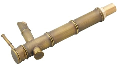 UKCOCO Robinet De Lavabo Cuivre Antique Avec Poignée Bambou Mitigeur De Robinet Eau Pour Salle De Bain