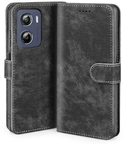 JNERBUYI Coque Flip pour Motorola Moto G06, Étui en Cuir PU avec Portefeuille Magnétique, Housse de Protection, Coque de Téléphone Antichoc. Rouge