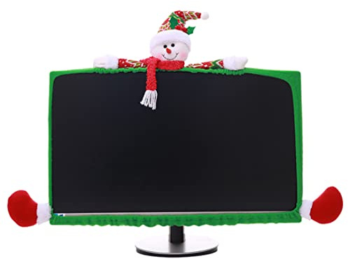 Christmas Decorations Computer Monitor Cover Elastic Computer Cover Creative Cloth Christmas Decorations for Home Office Decor(Snowman)