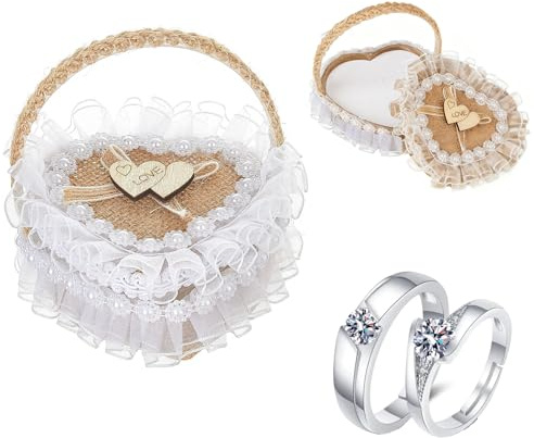 FengYour Ringkissen Hochzeit,Ehering-Kissen,Ring Kissen Brautkissen Träger Kissenw Ringschachtel Ringhalter Kissens,Heirat Paar Ring Halter Hochzeit Accessoires für Ringträger
