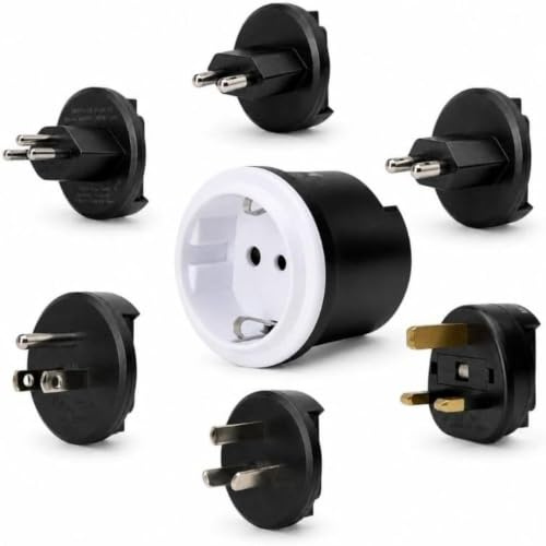 Kopp Reiseadapter Weltweit Set Universal Reisestecker Internationaler Steckdosenadapter für UK USA Schweiz Italien China Australien Universaladapter Travel Adapter Schwarz