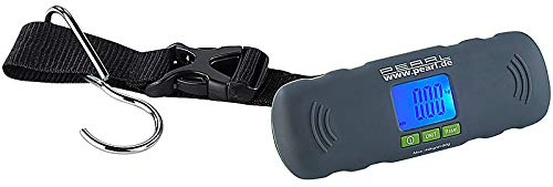 PEARL Handwaage: Digitale Kofferwaage mit LCD-Display und Tara-Funktion, 0 bis 40 kg (Handwaage für Koffer, Hand Kofferwaage, Reisetasche)