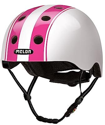 Melon Casque de Vélo »Double Pink White« pour Homme, Femme Adultes et Enfants | Casque Urbain léger et sûr pour Velo, VTT, Cyclisme, Skate et Trotinette | Taille M-L (52-58 cm) Blanc Roses