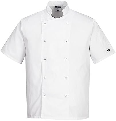 Portwest C733 Cumbria Chef Jacket - Lightweight Short Sleeve Comfort Workwear White, Medium