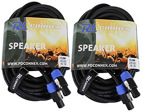 Power Dynamics 2x PD Connex NL2 To NL2 Speaker Plug Cables 15m