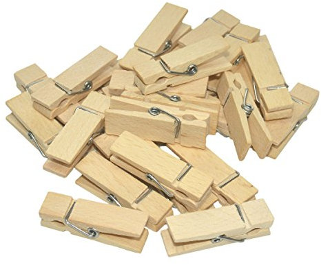 100 Mini Wäscheklammern Holz natur 45mm - 12mm breit - Miniklammern Dekoklammern