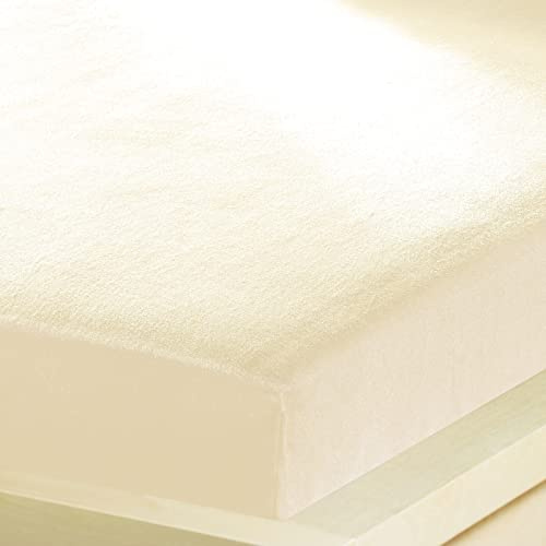 G BETTWARENSHOP – Inkontinenz Spannbettlaken mit Nässeschutz – wasserdicht aus weichem Feinbiber – 2in1 Spannbetttuch & Matratzenschutz 90x190-100x200 cm, Natur