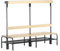 Sypro | Garderobenbank mit Hakenleisten | beidseitig | 8 Haken 1500 mm | anthrazit | Schuhrost