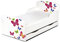 Leomark Einzelbett aus Holz - Schmetterlinge - Kinderbett mit Schubladen für Bettwäsche, Stauraum, Holzbett mit Matratze + Lattenrost, Komplett Set, Liegefläche 70/140 cm, UV-Druck