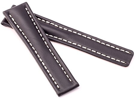 Bob Herren Faltschließband Kalbsleder kompatibel Breitling 22/18 mm schwarz