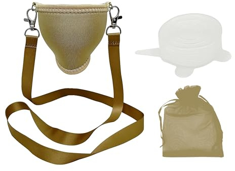 WineHolder Eff Em Concept Weinglashalter mit Halstrageband & Beutel, Wein-Gadget für Weinwanderung, Weinfest, Party, Event, JGA – sicher & freihändig Wein genießen (Gold 1er)