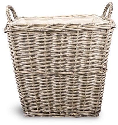 Square Rustic Countryside Style Chunky Wicker Fireside Heavy Duty Log Basket