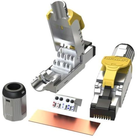 LINKUP - [GHMT & DSX8000 Certified Cat8 Ethernet Cable Connector (6-Pack) RJ45 Metal Tool Free Easy Termination Plug | for 2000MHz 2GHz 40G Double Shielded Solid LAN Cable 22AWG-24AWG