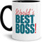 Chef-Tasse World´s best Boss Beruf/Boss/Lustig/Spruch/Geschenk-Idee/Arbeit/Büro/Innen & Henkel Schwarz