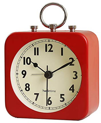 SWHONG Wecker Analog Ohne Ticken,8,5 x 4,5 x 8,5 cm, Rot