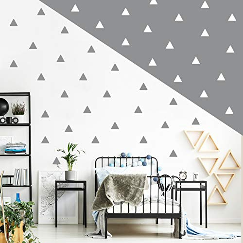 Wandtattoo Dreieck Pyramide Babyzimmer Kinderzimmer Wandaufkleber Triangel (60er Set, Grau-Weiß)