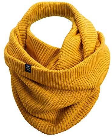 Manufaktur13 Knit Loop - Schlauchschal, Strick Loop mit Waffle Knit Muster, Wollschal/Langschal in versch. Farben erhältlich (M13) (Mustard)