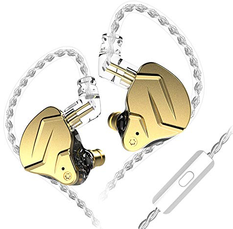 KINBOOFI KZ ZSN Pro X Auriculares 1BA 1DD Doble con de en Cable MicróFono Negro (Oro con micrófono)
