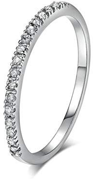 BlackAmazement Ring 316L Edelstahl Zirkonia CZ besetzt Silber Rosegold Beisteckring Damen (Silber, 51 (16.2))