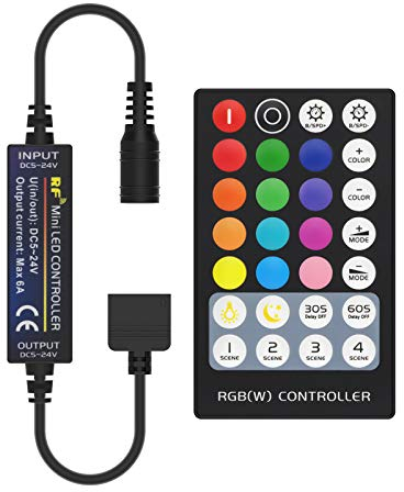 BTF-LIGHTING Mini 5 PIN RGBW 5050 RGB+Weiß RF-Fernbedienung 28 Tasten für RGBW-LED-Streifen DC12V/DC24V Geschwindigkeit/Helligkeit/Farbe/Szene einstellen