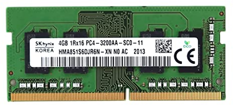 Hynix HMA851S6DJR6N-XN Barrette de mémoire RAM DDR4 3200 MHz Non-ECC SODIMM PC4-25600 CL22 pour ordinateurs portables, mini ordinateurs de bureau et systèmes tout-en-un 4 Go
