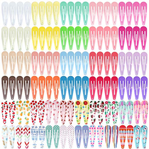 Funtopia 120 Pièces Barettes Cheveux Fille, 5cm Pince Cheveux Fille Femme Enfant, Colorées Métal Snap Barette Accessoire Cheveux (40 couleurs assorties)