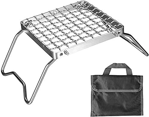 Faltbarer Lagerfeuergrill Mini robuster 304 Edelstahl kompakter Grillrost für Lagerfeuer Camping Grills Outdoor Grillgitter zum Aufstellen Rost Strandgrill Für Rucksackreisen, Wandern(1PCS)