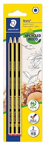 STAEDTLER 121-2BK3DA Noris School Graphite Pencils - HB Degree (Pack of 3 Pencils)