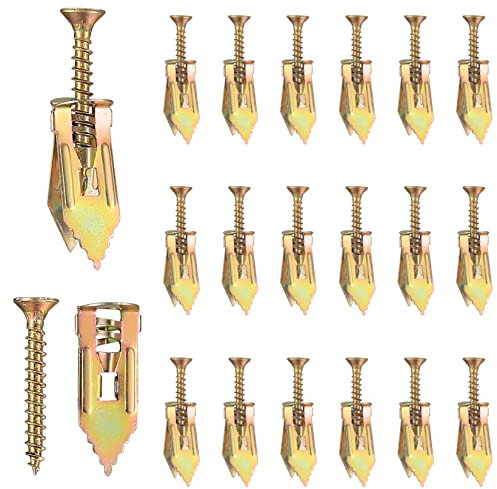 LJAPPLIED 50 Pcs Plasterboard Fixings & Wall Plugs, Cavity Fixing Anchors and Screws, Hollow Expansion Anchors With Self Drilling Screws for Gypsum Board - M4x30mm
