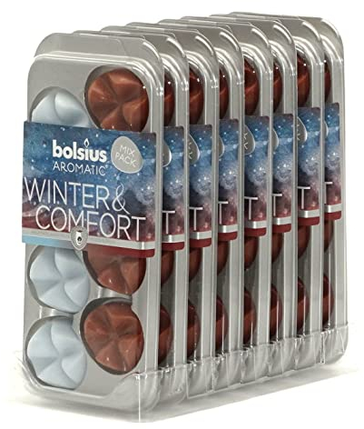 Bolsius Aromatic Wax Melts 8 x 8er Pack (64 Stück) Winter & Comfort Duft Schmelzblüten