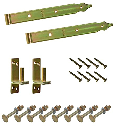 BRESKO Ladenband mit Kloben und Schrauben Set gelb verzinkt 300-800 mm Torband Türband Scharnier Tor Gartentor (300x30 mm - Ø 10 mm)