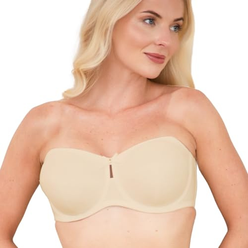 Camille Womens Multiway Strapless Bra, Non Padded & Underwired | Removable Matching & Clear Straps, Cross Back, Strapless, Halter, One Strap, Back Fastening For Extra Support