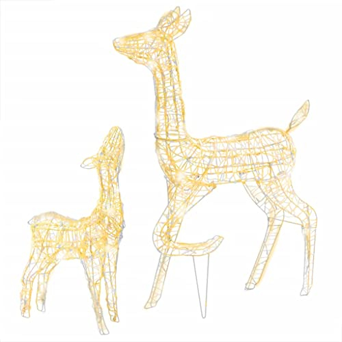vidaXL LED-Rentier-Familie Weihnachtsdeko Acryl 160 LEDs Warmweiß