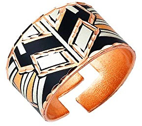 FRONT LINE JEWELRY Kupfer Manschettenringe Unisex Art Deco Ringe Breite Manschettenringe