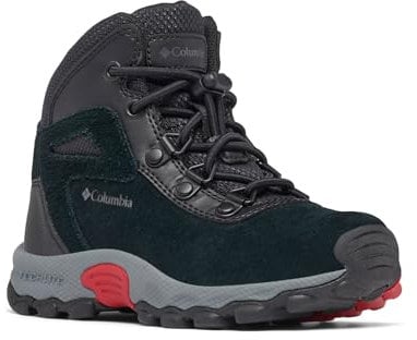 Columbia Newton Ridge Amped, Stivali da trekking e trekking a vita media Unisex - bambini e ragazzi, Black/Mountain Red Toddler, 31 EU
