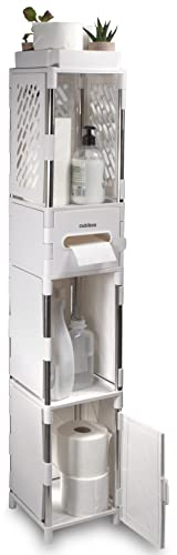 CUBIBOO Organizador 4 Alturas (105x20x20 CM) - Armario Baño, Cocina y Despensa Pequeño en Polipropileno - Mueble Auxiliar Baño - Cajonera Plastico