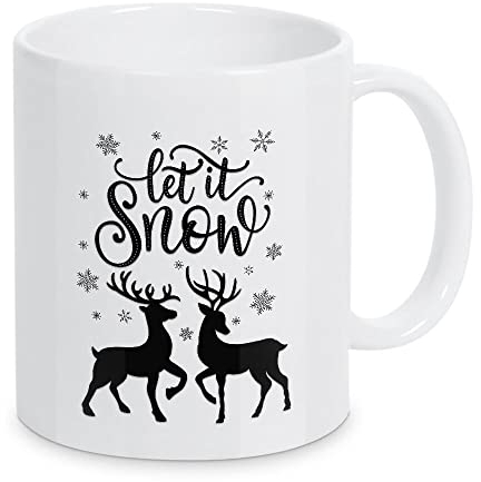 artboxONE Tasse Let it Snow. Hirsch und REH von CalliLetters - Kaffeetasse Typografie