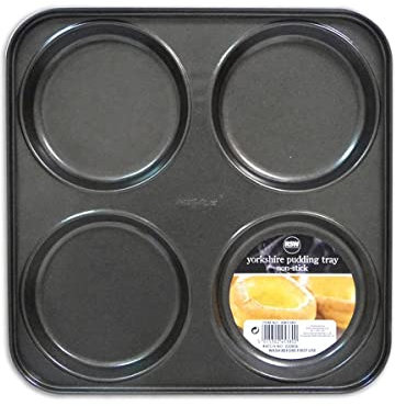 YöL Non-Stick 4 Cup Yorkshire Pudding Tray Perfect for Sunday Roasts 23 x 23cm Baking Bakeware
