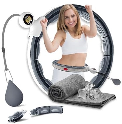 Active 100 Gewichteter Hula Hoop, Infinity Smart Hula Hoops mit 16 Knoten, 360 Grad Auto-Spinning Ballmassage, Infinity Hoop für Erwachsene, Fitnessgerät zur Gewichtsabnahme