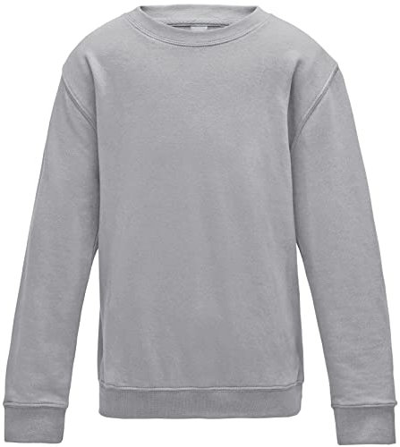 True Face Kids Sweatshirt Crew Neck Jumper Long Sleeve Cotton Pullover Plain Sweater Ribbed Cuff Boys School Uniform Top Grey 9/10 Years