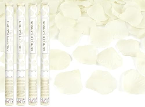4 Stück Konfettikanone Rosenblätter Herzen Hochzeit Geburtstag Jubiläum Babyparty Party Supplies Konfetti Shooter Popper 60cm (Creme Blütenblätter)