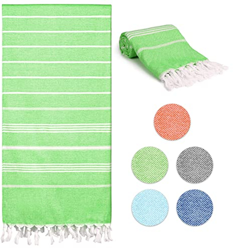 Sarsumir Strandtuch Badetuch Groß 90x180cm Hamamtuch Schnelltrocknend Saunatuch Damen Herren Fitness Gym Sport Yoga Handtuch Baumwolle Reisehandtuch Duschtuch, Grün
