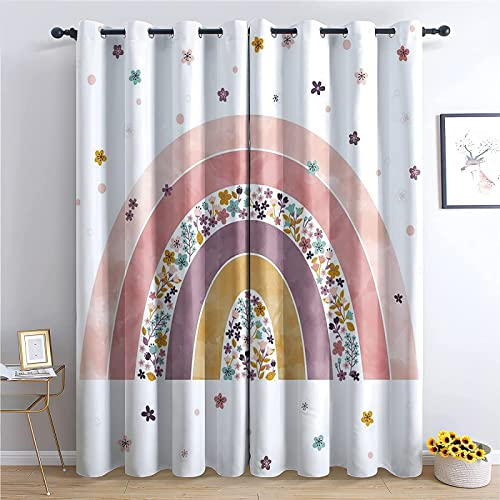 Buohwiwe Regenbogen Verdunkelungsvorhänge 3D Vorhänge Blickdicht Regenbogen Verdunkelungsvorhang mit Ösen für Schlafzimmer Kinderzimmer Wohnzimmer Dekoration Gardienen 220x215 cm