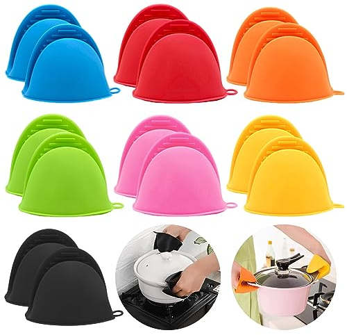 Mini-Ofenhandschuh Silikon,Regerly 7 Paar ofenhandschuhe Hitzebeständige Topflappen Backhandschuhe kleine Kochhandschuhe Lebensmittelecht und Langlebig backofen Handschuhe für Küche Kochen Backen