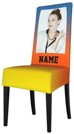 HAOANGZHE Personalisierte Stuhlhusse, Stuhlhussen mit Deinem Foto, Abnehmbare, Waschbare Stuhlhussen,Für Hochzeit Partys Bankett Haus Esszimmer, Hotel, Restaurant Dekor, Geschenk für die Familie